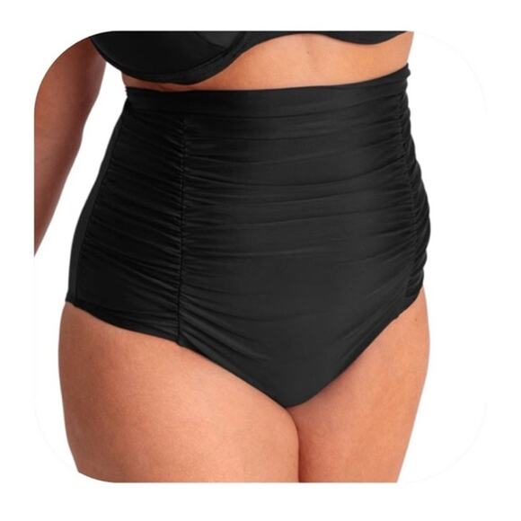 EMPETUA by SHAPERMINT NIP $45 High-Waisted Control Ruched Bikini Bottom Black - Picture 4 of 6